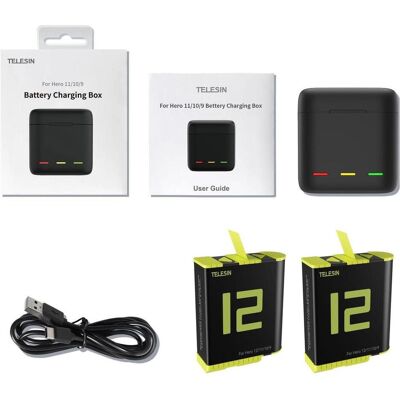 Telesin Kit chargeur 3 en 1, Caméra d'action : accessoires, Noir - Publicité Telesin Kit chargeur 3 en 1, Caméra d'action : accessoires, Noir - Publicité