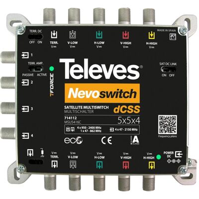 Televes Commutateur multiple 10,20cm (4") 2x16 NEVO-SCR dCSS kaska. MSU5416C (Multi commutateur), Parabole : accessoires - Publicité Televes Commutateur multiple 10,20cm (4") 2x16 NEVO-SCR dCSS kaska. MSU5416C (Multi commutateur), Parabole : accessoires - Publicité
