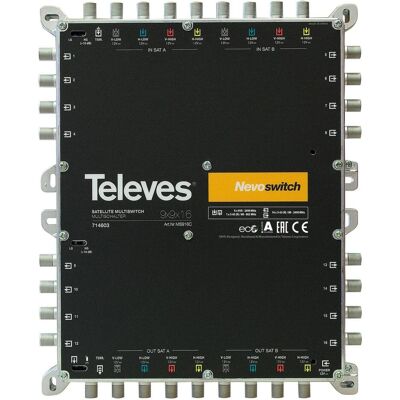 Televes Commutateur multiple 22,90cm (9") 16 Fonte NEVO cascadable o.NT MS916C (MS916C) (Multi commutateur), Parabole : accessoires, Gris - Publicité Televes Commutateur multiple 22,90cm (9") 16 Fonte NEVO cascadable o.NT MS916C (MS916C) (Multi commutateur), Parabole : accessoires, Gris - Publicité