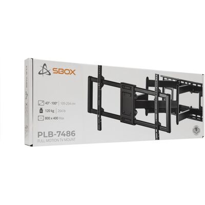 Sbox PLB-7486 (43-100/120kg/800x400) (Mur, 120 kg, 43" - 100"), Support mural pour TV, Noir - Publicité Sbox PLB-7486 (43-100/120kg/800x400) (Mur, 120 kg, 43" - 100"), Support mural pour TV, Noir - Publicité