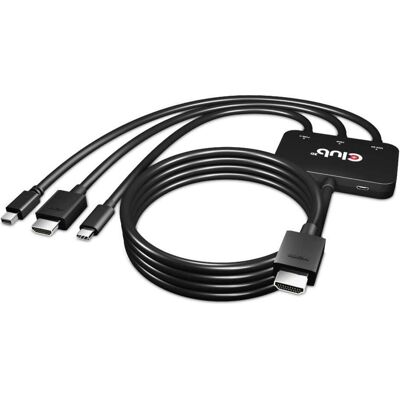 Club 3D Adaptateur actif multiport vers HDMI 4K60Hz (HDMI, Mini DP, USB-C, 8 cm), Adaptateur données + vidéo, Noir - Publicité Club 3D Adaptateur actif multiport vers HDMI 4K60Hz (HDMI, Mini DP, USB-C, 8 cm), Adaptateur données + vidéo, Noir - Publicité