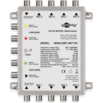Goobay MS58-22RP (Multi commutateur), Parabole : accessoires, Argent - Publicité Goobay MS58-22RP (Multi commutateur), Parabole : accessoires, Argent - Publicité