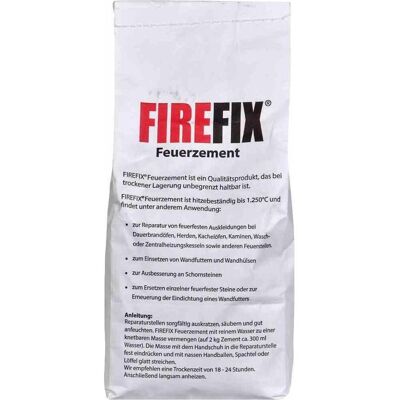 FireFix, Cheminée : accessoires, Ciment réfractaire résistant à la chaleur jusqu'à 1.250 °C, contenu du sac : 2 kg - Publicité FireFix, Cheminée : accessoires, Ciment réfractaire résistant à la chaleur jusqu'à 1.250 °C, contenu du sac : 2 kg - Publicité
