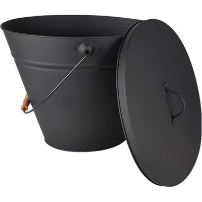 FireFix, Cheminée : accessoires, Mehrzweckeimer schwarz mit Deckel 18,5 l oval mit Holzgriff - Publicité FireFix, Cheminée : accessoires, Mehrzweckeimer schwarz mit Deckel 18,5 l oval mit Holzgriff - Publicité