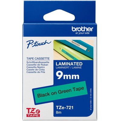 Brother Ruban d'étiquetage, Tze-721 (0.90 cm, Noir, Vert) - Publicité Brother Ruban d'étiquetage, Tze-721 (0.90 cm, Noir, Vert) - Publicité