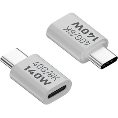 PowerGuard Adaptateur USB-C Short Extension Male/Female USB 3.1 140W 40 GBit/s, Adaptateur USB, Blanc, Argent - Publicité PowerGuard Adaptateur USB-C Short Extension Male/Female USB 3.1 140W 40 GBit/s, Adaptateur USB, Blanc, Argent - Publicité