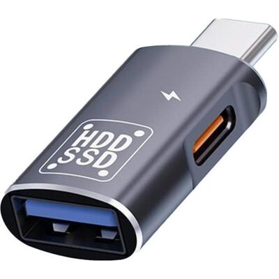 PowerGuard Adaptateur 2 en 1 OTG USB-C 3.0 avec charge-in 5V, Adaptateur USB, Gris, Noir - Publicité PowerGuard Adaptateur 2 en 1 OTG USB-C 3.0 avec charge-in 5V, Adaptateur USB, Gris, Noir - Publicité