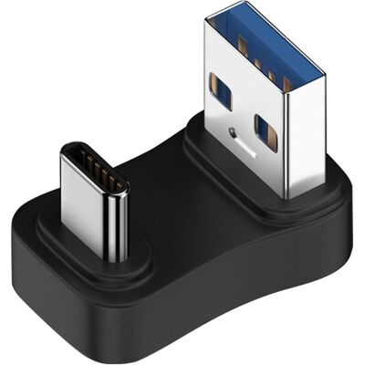 PowerGuard USB-A vers USB-C 180 degrés d'angle en forme de U vers le haut adaptateur (mâle/mâle), Adaptateur USB, Noir - Publicité PowerGuard USB-A vers USB-C 180 degrés d'angle en forme de U vers le haut adaptateur (mâle/mâle), Adaptateur USB, Noir - Publicité