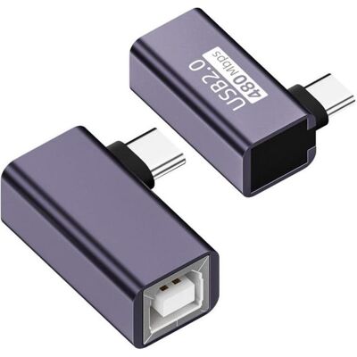 PowerGuard Adaptateur USB B 2.0 femelle vers USB-C 90 degrés d'angle (USB-C), Adaptateur USB, Gris - Publicité PowerGuard Adaptateur USB B 2.0 femelle vers USB-C 90 degrés d'angle (USB-C), Adaptateur USB, Gris - Publicité