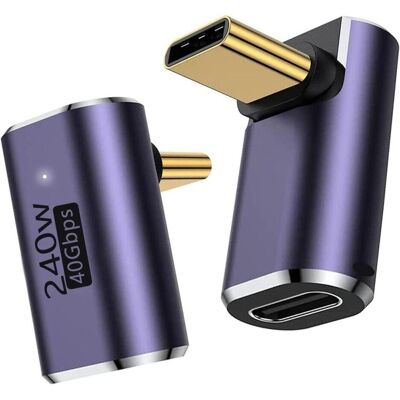 PowerGuard Adaptateur USB-C 90-degree Angle Up/Down USB4 40 Gbit/s 240W mâle/femelle, Adaptateur USB, Gris, Noir - Publicité PowerGuard Adaptateur USB-C 90-degree Angle Up/Down USB4 40 Gbit/s 240W mâle/femelle, Adaptateur USB, Gris, Noir - Publicité