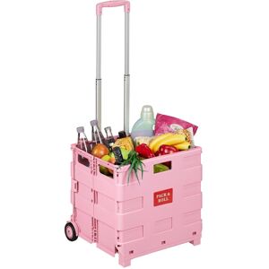 Relaxdays, Sac à commissions, Chariot courses pliable, Rose - Publicité Relaxdays, Sac à commissions, Chariot courses pliable, Rose - Publicité