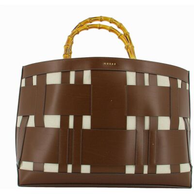 Guess, Femmes, Sac à main, Aida, Leather, Textile Handbag, Dark Brown, HWAIDWL2376, 50 x 35 x 1, Marron - Publicité Guess, Femmes, Sac à main, Aida, Leather, Textile Handbag, Dark Brown, HWAIDWL2376, 50 x 35 x 1, Marron - Publicité