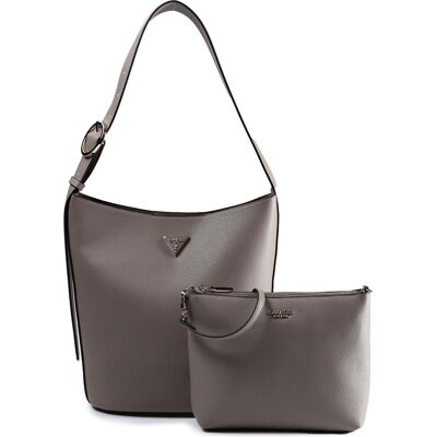 Guess, Femmes, Sac à main, Meridian II Bucket Bag, Marron - Publicité Guess, Femmes, Sac à main, Meridian II Bucket Bag, Marron - Publicité