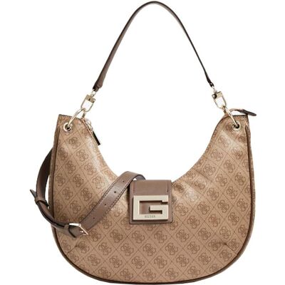 Guess, Femmes, Sac à main, Brightside, Polyurethane, Textile Bag, Hobo Latte, For Women, Beige, Marron - Publicité Guess, Femmes, Sac à main, Brightside, Polyurethane, Textile Bag, Hobo Latte, For Women, Beige, Marron - Publicité