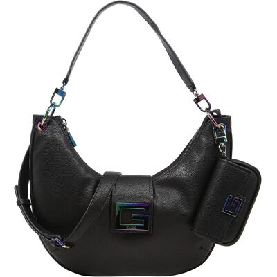 Guess, Femmes, Sac, Brightside, Polyurethane, Textile Bag, Large Hobo, Black, For Women, Noir - Publicité Guess, Femmes, Sac, Brightside, Polyurethane, Textile Bag, Large Hobo, Black, For Women, Noir - Publicité