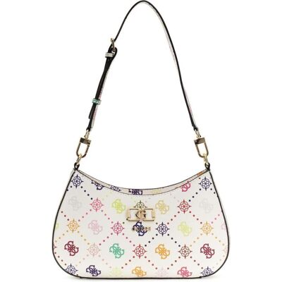 Guess, Femmes, Sac à main, Emelie Logo Top Zip Shoulder Bag, Blanc - Publicité Guess, Femmes, Sac à main, Emelie Logo Top Zip Shoulder Bag, Blanc - Publicité