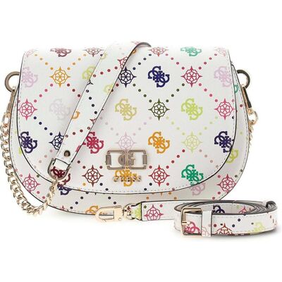 Guess, Femmes, Sac à main, Emelie Logo Flap Shoulder Bag, Multicolore, Blanc, Violet, Pink, Jaune, Rose - Publicité Guess, Femmes, Sac à main, Emelie Logo Flap Shoulder Bag, Multicolore, Blanc, Violet, Pink, Jaune, Rose - Publicité