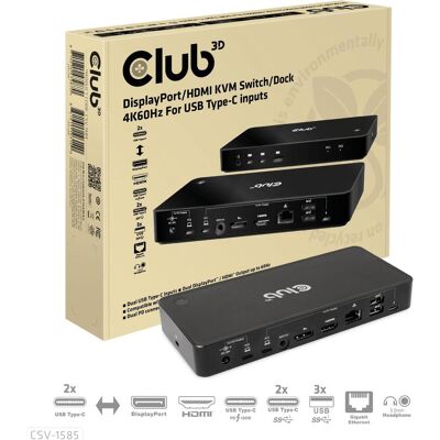 Club 3D CSV-1585, Commutateur KVM, Noir - Publicité Club 3D CSV-1585, Commutateur KVM, Noir - Publicité