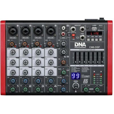 No Name Audio-Mixer DNA CM6-DSP USB MP3 Bluetooth, Table de mixage, Rouge, Noir, Gris - Publicité No Name Audio-Mixer DNA CM6-DSP USB MP3 Bluetooth, Table de mixage, Rouge, Noir, Gris - Publicité
