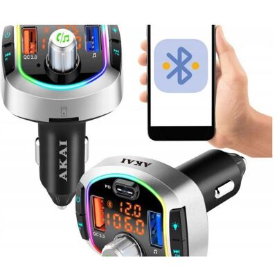 Akai Transmetteur, FMT-63BT, BT, FM, Hands-Free, USB, TF karta, LED světla, digitální LED displej, Contrôleur MIDI - Publicité Akai Transmetteur, FMT-63BT, BT, FM, Hands-Free, USB, TF karta, LED světla, digitální LED displej, Contrôleur MIDI - Publicité