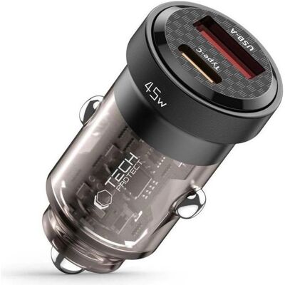 Chargeur voiture Tech-Protect CC45W - USB-A, USB-C, Charge rapide - Publicité Chargeur voiture Tech-Protect CC45W - USB-A, USB-C, Charge rapide - Publicité