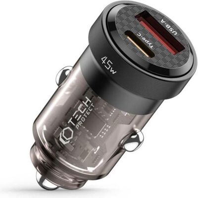 Chargeur voiture Tech-Protect CC45W - USB-A, USB-C, Charge rapide - Publicité Chargeur voiture Tech-Protect CC45W - USB-A, USB-C, Charge rapide - Publicité