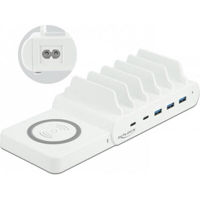 Delock Station de recharge 41450 avec chargeur sans fil (100 W, 5 ports), Chargeur USB, Blanc - Publicité Delock Station de recharge 41450 avec chargeur sans fil (100 W, 5 ports), Chargeur USB, Blanc - Publicité