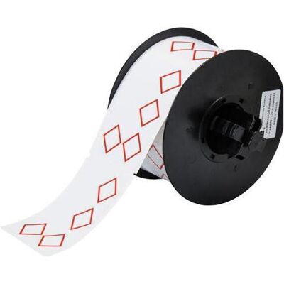 Brady, Rouleau d’étiquettes, B30-260-7569-CLP4A, vinyle, blanc, brillant, 55.00 x 85.00 mm, mise en page 4A (4 losanges rouges (63.50 mm) - Publicité Brady, Rouleau d’étiquettes, B30-260-7569-CLP4A, vinyle, blanc, brillant, 55.00 x 85.00 mm, mise en page 4A (4 losanges rouges (63.50 mm) - Publicité
