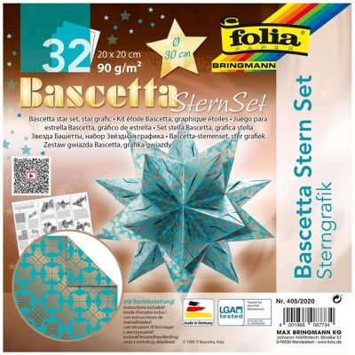 Folia, Papier à bricolage, Dépliant étoile Bascetta, tris / imprimé (90 g/m²) - Publicité Folia, Papier à bricolage, Dépliant étoile Bascetta, tris / imprimé (90 g/m²) - Publicité
