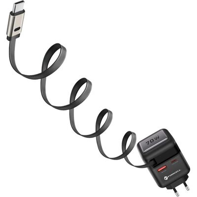 Forcell Chargeur 70W GaN III USB-C (70 W, 1 portion), Chargeur USB, Noir - Publicité Forcell Chargeur 70W GaN III USB-C (70 W, 1 portion), Chargeur USB, Noir - Publicité
