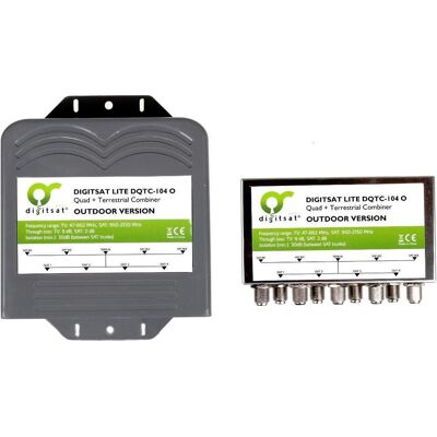 Combinateur de signal satellite DIGITSAT DQTC-104 - Boîtier étanche extérieur - Publicité Combinateur de signal satellite DIGITSAT DQTC-104 - Boîtier étanche extérieur - Publicité