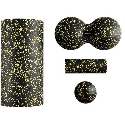 HMS, Balle + rouleau de massage pour fascias, FSBM04 Kit de massage DOTS noir et jaune (8 cm) - Publicité HMS, Balle + rouleau de massage pour fascias, FSBM04 Kit de massage DOTS noir et jaune (8 cm) - Publicité