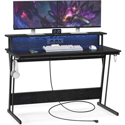 Bureau Gaming VASAGLE - 120x60 cm, Noir, Éclairage LED réglable - Publicité Bureau Gaming VASAGLE - 120x60 cm, Noir, Éclairage LED réglable - Publicité