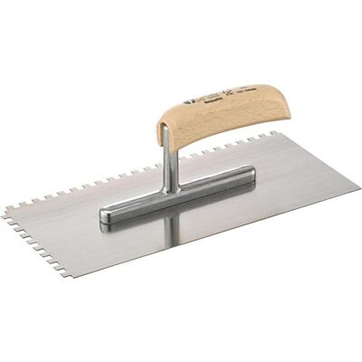 Cazzuola Fortis 280x130mm - Dents 6x6mm - Manche en acier - Outil de construction - Publicité Cazzuola Fortis 280x130mm - Dents 6x6mm - Manche en acier - Outil de construction - Publicité