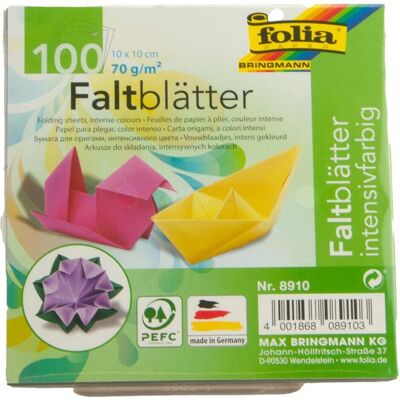 Bringmann Folia Feuilles pliantes - 10 couleurs, 70 g/m², 100 feuilles, 10x10cm - Publicité Bringmann Folia Feuilles pliantes - 10 couleurs, 70 g/m², 100 feuilles, 10x10cm - Publicité
