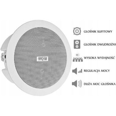 Haut-parleur de plafond - 16W 100V Blanc - Montage plafond - Publicité Haut-parleur de plafond - 16W 100V Blanc - Montage plafond - Publicité