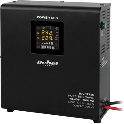 Rebel Power-500 Alimentation électrique d'urgence murale - Inverseur à onde sinusoïdale pure, 12V 230V 500VA - Publicité Rebel Power-500 Alimentation électrique d'urgence murale - Inverseur à onde sinusoïdale pure, 12V 230V 500VA - Publicité