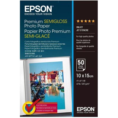 Epson Premium Semigloss (251 g/m², 10 x 15 cm, 50 pcs), Papier photo, Blanc - Publicité Epson Premium Semigloss (251 g/m², 10 x 15 cm, 50 pcs), Papier photo, Blanc - Publicité