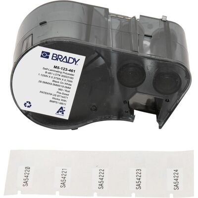Brady, Rouleau d’étiquettes, M5-123-461, polyester, noir sur blanc/transparent, 9.53 x 19.05(28.58) mm, auto-laminant - Publicité Brady, Rouleau d’étiquettes, M5-123-461, polyester, noir sur blanc/transparent, 9.53 x 19.05(28.58) mm, auto-laminant - Publicité