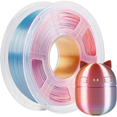 Anycubic PLA Silk Filament Tri-Color: Red Yellow Green (PLA, 1.75 mm, 1000 g), Filament 3D, Multicolore - Publicité Anycubic PLA Silk Filament Tri-Color: Red Yellow Green (PLA, 1.75 mm, 1000 g), Filament 3D, Multicolore - Publicité