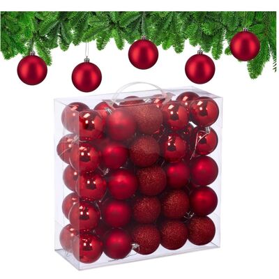 Relaxdays, Décorations de sapin de Noël, - Weihnachtskugeln im 50er Set, Rot/ Silber, 7 x 6 cm (50x) - Publicité Relaxdays, Décorations de sapin de Noël, - Weihnachtskugeln im 50er Set, Rot/ Silber, 7 x 6 cm (50x) - Publicité