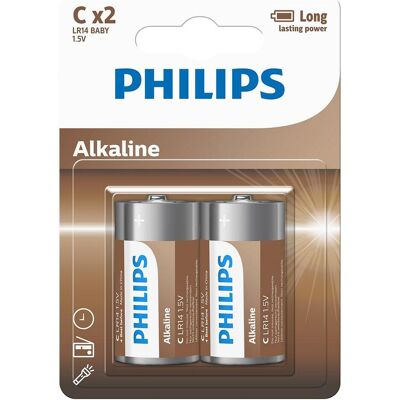 Philips ALKALINE PILA C LR14 BLISTER*2 (2 pcs, C), Batteries + piles - Publicité Philips ALKALINE PILA C LR14 BLISTER*2 (2 pcs, C), Batteries + piles - Publicité