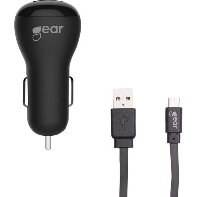 Chargeur voiture Gear 12-24V 2xUSB 2.4A Câble Micro-USB - Publicité Chargeur voiture Gear 12-24V 2xUSB 2.4A Câble Micro-USB - Publicité