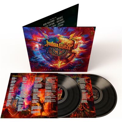 Columbia International, Disque vinyle, Bouclier invincible (Judas Priest) - Publicité Columbia International, Disque vinyle, Bouclier invincible (Judas Priest) - Publicité