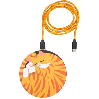 Kikkerland - Sleepy Cat Wireless Charger - Diameter: 4 inches, Thickness: 0.25 inches, Chargeur sans fil, Multicolore - Publicité Kikkerland - Sleepy Cat Wireless Charger - Diameter: 4 inches, Thickness: 0.25 inches, Chargeur sans fil, Multicolore - Publicité
