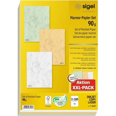 Ensemble de papier marbré SIGEL A4 - Papier fin - Publicité Ensemble de papier marbré SIGEL A4 - Papier fin - Publicité