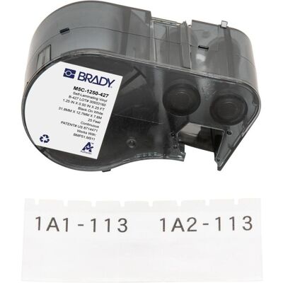 Brady, Rouleau d’étiquettes, M5C-1250-427, Vinyle auto-laminant, noir sur blanc/transparent, 31.75 mm x 7.62 m, pe (31.75 mm) - Publicité Brady, Rouleau d’étiquettes, M5C-1250-427, Vinyle auto-laminant, noir sur blanc/transparent, 31.75 mm x 7.62 m, pe (31.75 mm) - Publicité