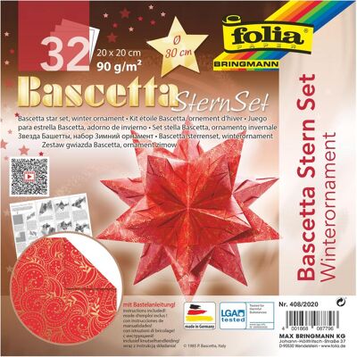 Folia, Papier à bricolage, Dépliants Bascetta-étoile ornement hivernal rouge, or (90 g/m², 1x) - Publicité Folia, Papier à bricolage, Dépliants Bascetta-étoile ornement hivernal rouge, or (90 g/m², 1x) - Publicité