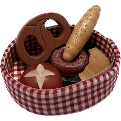 Kaufladensortiment TANNER - Panier en coton avec produits de boulangerie en bois - Publicité Kaufladensortiment TANNER - Panier en coton avec produits de boulangerie en bois - Publicité