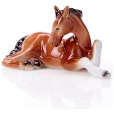 Wagner, Figurines et sculptures décoratives, 977/40 - Figurine en porcelaine Cheval couché, 7 cm, laqué brun - Publicité Wagner, Figurines et sculptures décoratives, 977/40 - Figurine en porcelaine Cheval couché, 7 cm, laqué brun - Publicité